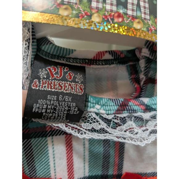 PJ'S & Presents Plaid Christmas Holiday Pajamas Dress Gown Girls Size 6 New! - Picture 5 of 9